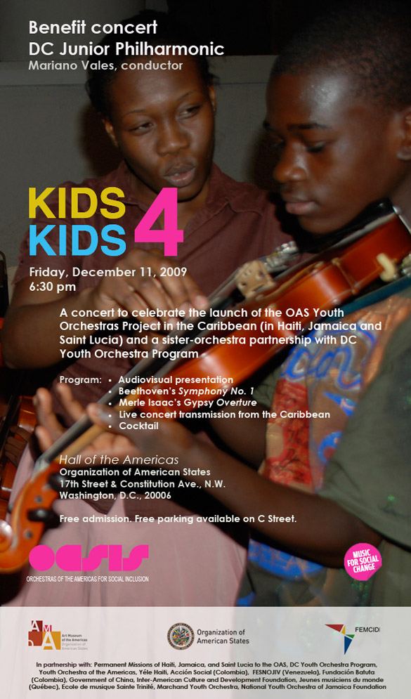 Philharmonic of the DC Youth Orchestra Program (DCYOP) to support OAS Caribbean Orchestras